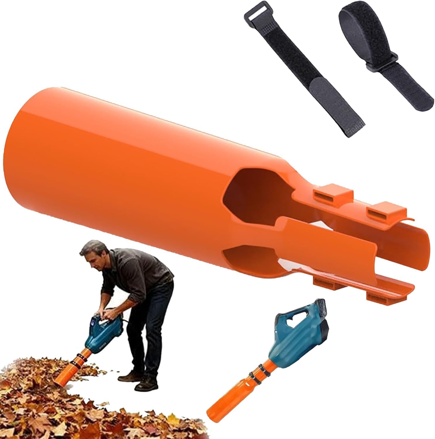 Photo 1 of Leaf Blower Air Booster, Air Flow Booster for Blower, Turbo Nozzle Extension Boosts Speed & Power for Yard, Lawn, and Driveway Cleanup (Orange)