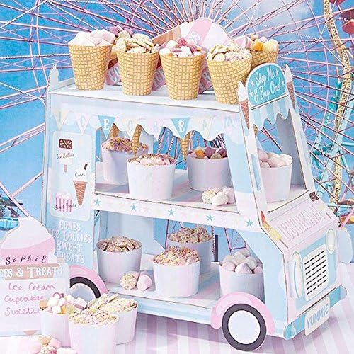 2018 New Design ICE CREAM VAN STAND Cars Display StandCar Cupcake Cake Stand Paper Cupcake Holder Xiaolanwelc (Style A)