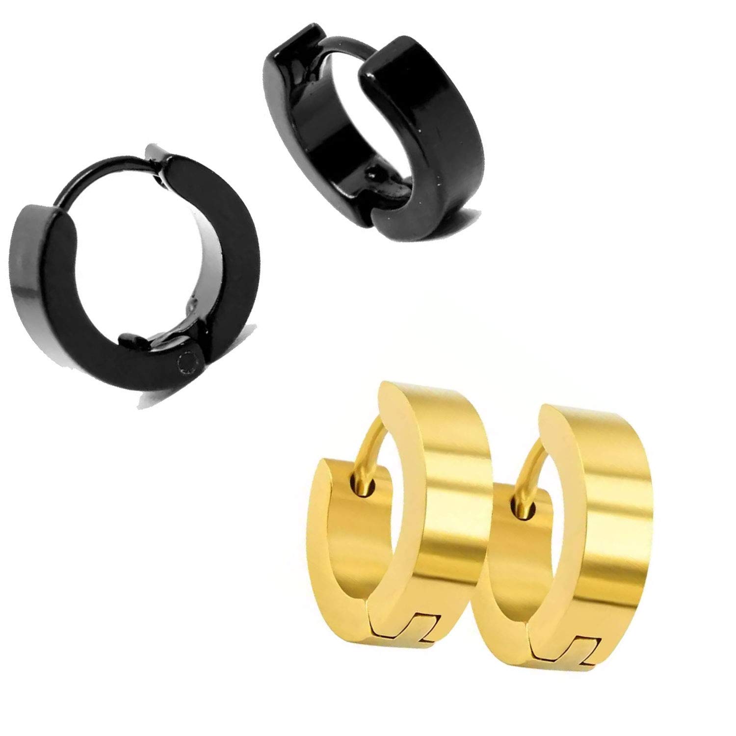 Buy Raur 2 Pair Black Gold studs Earring Bali Hoop Earrings Combo For