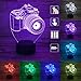 PRY-OOO 3D Illusion Lamp Camera Night Light for Kids Toy Toddlers Illusion Birthday Gift LED Desk Table Lamp Optical Effect Lights Remote Control Touch Home Decor Holiday Birthday