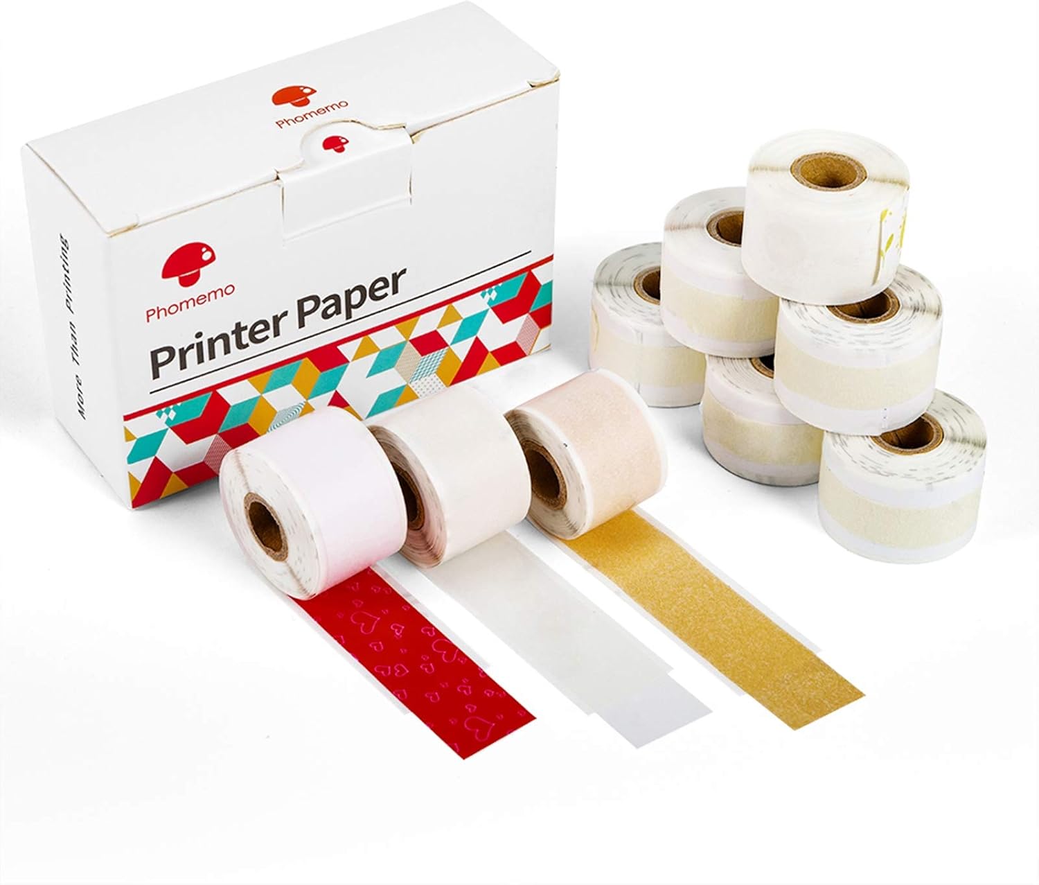 Phomemo Druckerpapier 53mm X 3,5m - 6 Bunte Rollen | Kompatibel Mit M02, M03, M04 Serie | BPA-frei