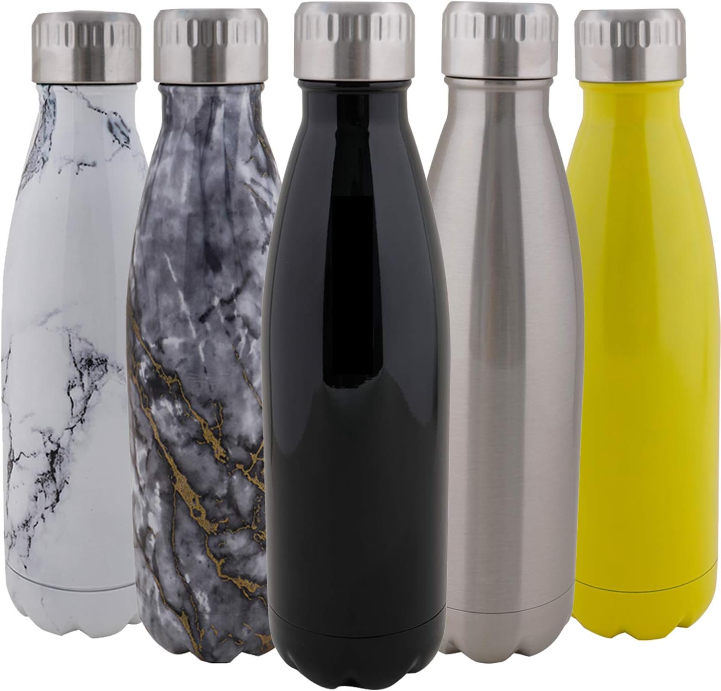 MAKERSLAND Stainless Steel Vacuum Insulated Sport Water Bottle 17oz | Leak-Proof Double Walled Cola Shape Bottle | Reusable Metal Travel Water Bottle