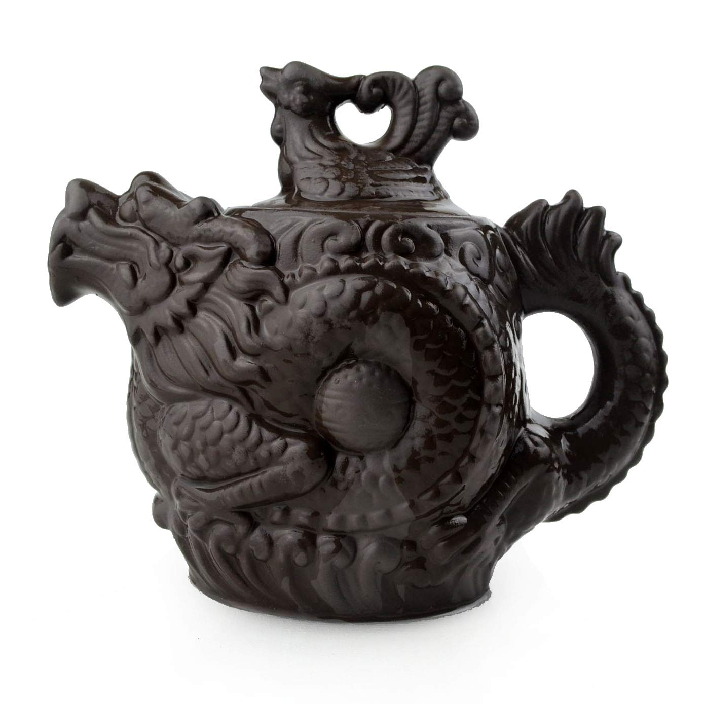 Teapot Chinese Dragon Phoenix Auspicious Happy Gongfu Tea Pots Zini Clay for Loose Tea (18oz)