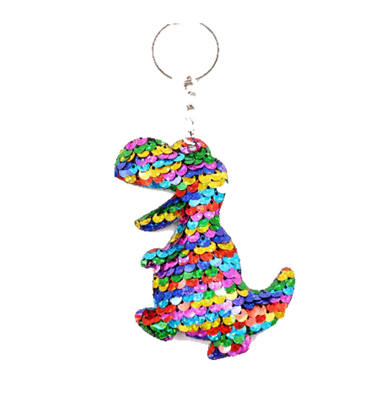CrownOfRibbons Dinosaur Keyring in Rainbow