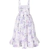 Flofallzique Floral Girls Summer Dress Maxi Flowy Tie Back Spring Kids Birthday Party Sundress