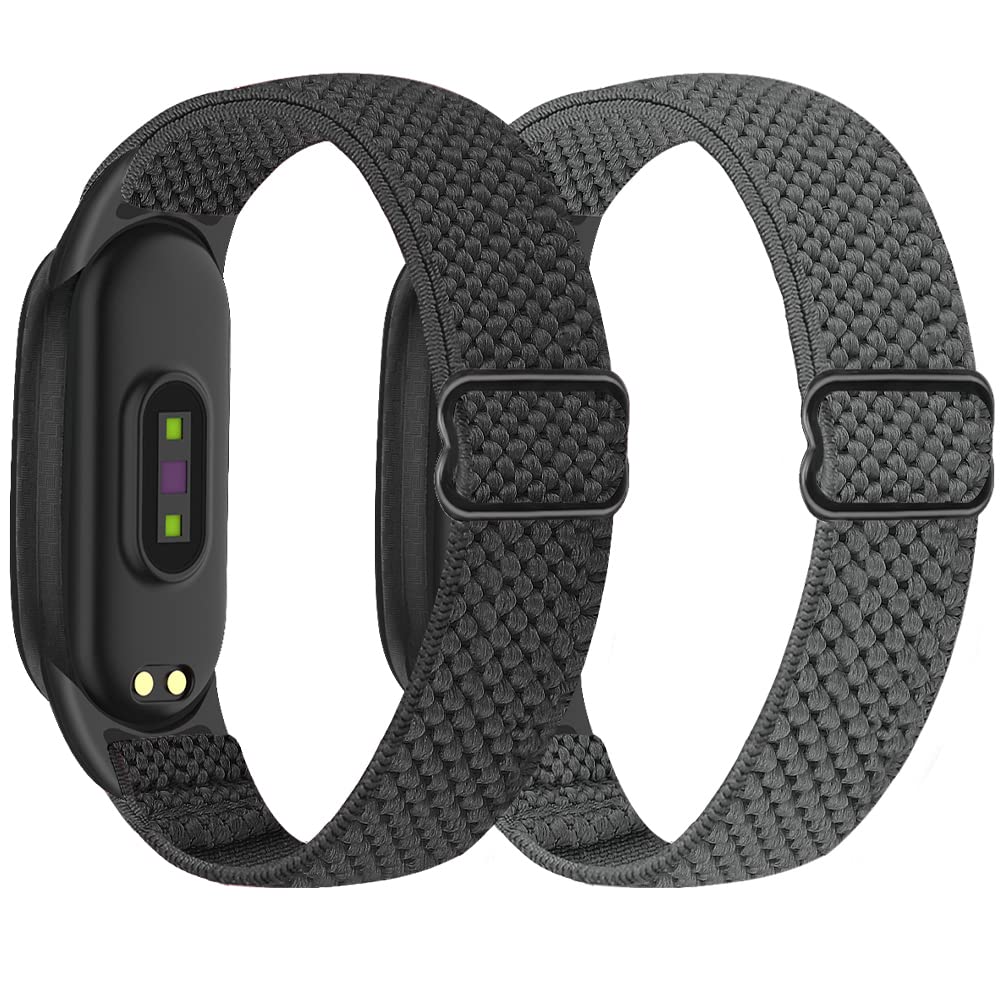 SHIJZWD Adjustable Elastic Watch Straps Compatible with Xiaomi Mi Band 7/Mi Band 6/Mi Band 5 Strap, Stretchy Nylon Sports Band Replacement Wristband for Xiaomi Mi Band 7/6/5 Men Women, 2 Pack — image 1