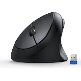 TECKNET Ergonomic Wireless Mouse 2.4G Vertical Mouse Silent 4800 DPI | 5 Adjustable DPI Levels, 6 Buttons, Compatible with Laptop, PC, Chromebook, Mac - Black