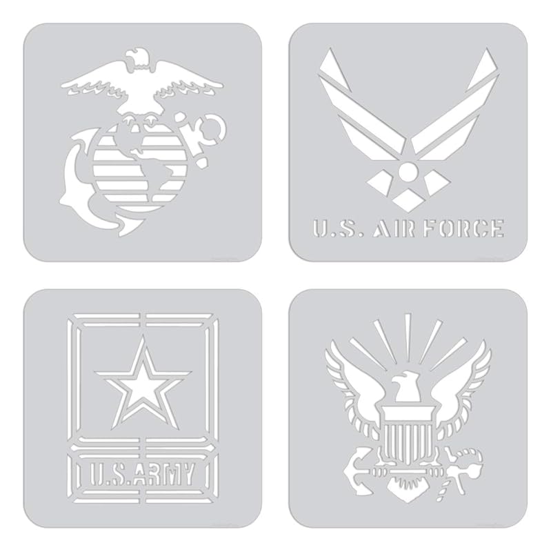 Amazon.com: Stencils- U.S. Military Set of 4, Navy, Air force, Army ...