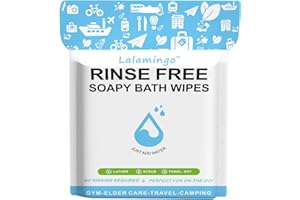 Lalamingo 125% Larger Body Wipes for Adults Bathing No Rinse, Bath Wipes Rinse Free Dry Shower Wipes for Adults. Soap Infused, Disposable Body Cloth for Elderly, Camping, Hiking, GYM & Travel (25PCS)