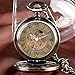 Vintage Bronze Automatic Mechanical Pocket Watch Roman Numerals Watch Pendant Carving Retro Transparent Glass Cover