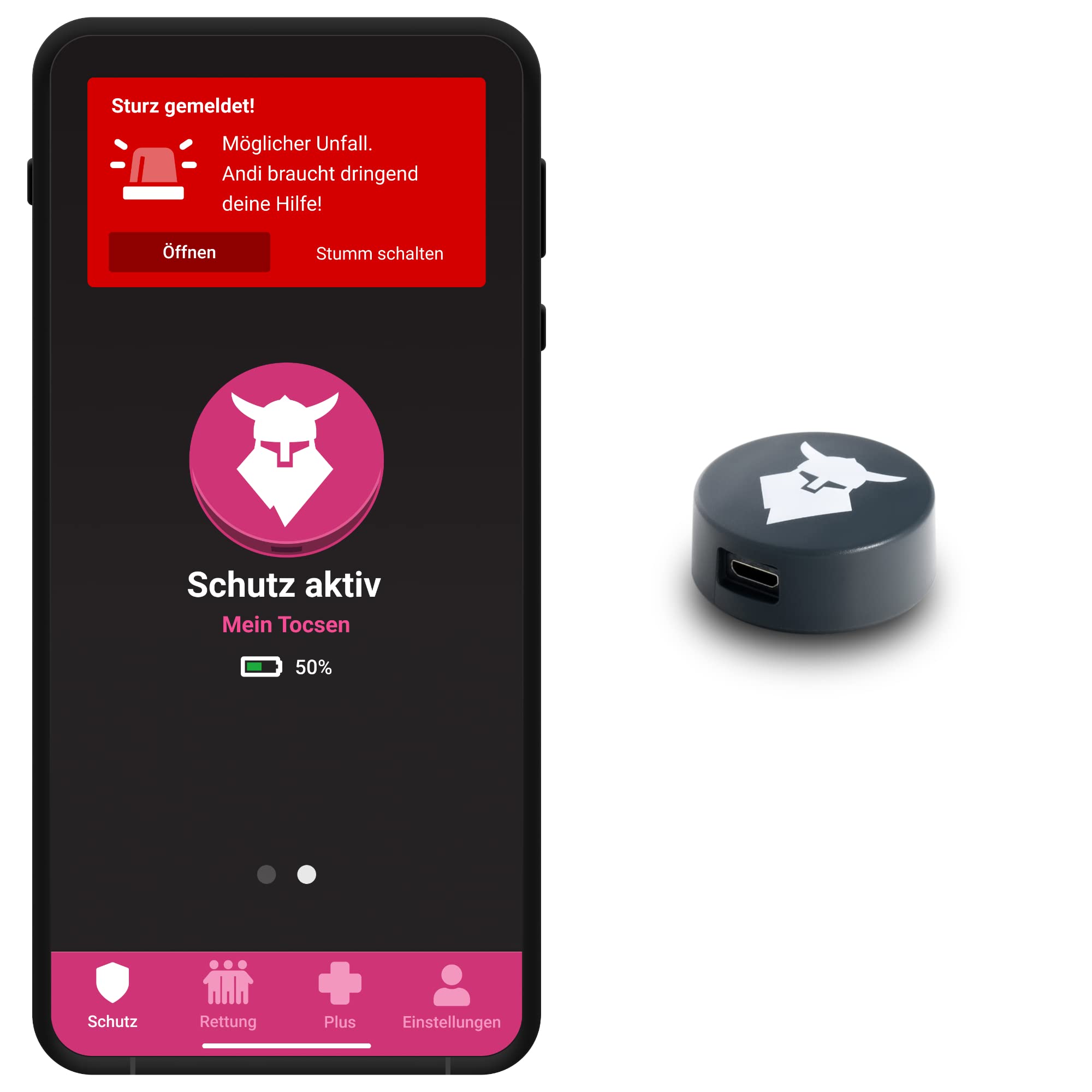 uvex Tocsen Crash Sensor - for Cycling-, ski-, and Riding Helmets - Rechargeable - Grau - One Size