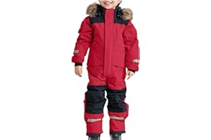 fartey Toddler Snow Suit Kids Girls Boys One Piece Snowsuits Winter Outdoor Ski Snowboard Bibs Waterproof Windproof Overalls