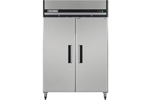 DUURA 54" Commercial Freezer 2 Door Reach-in Stainless Steel Freezer with Top Mounted Condenser for Restaurant, Bar, Shop, 49 Cu.Ft., Silver
