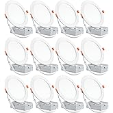 CODAFUL 12 Pack 6 Inch Ultra-Thin LED Recessed Ceiling Light with Junction Box, 6000K Can Lights, 12W 110W Eqv, recessed Lighting 6 inch led Lights, 1050LM High Brightness LED Lights