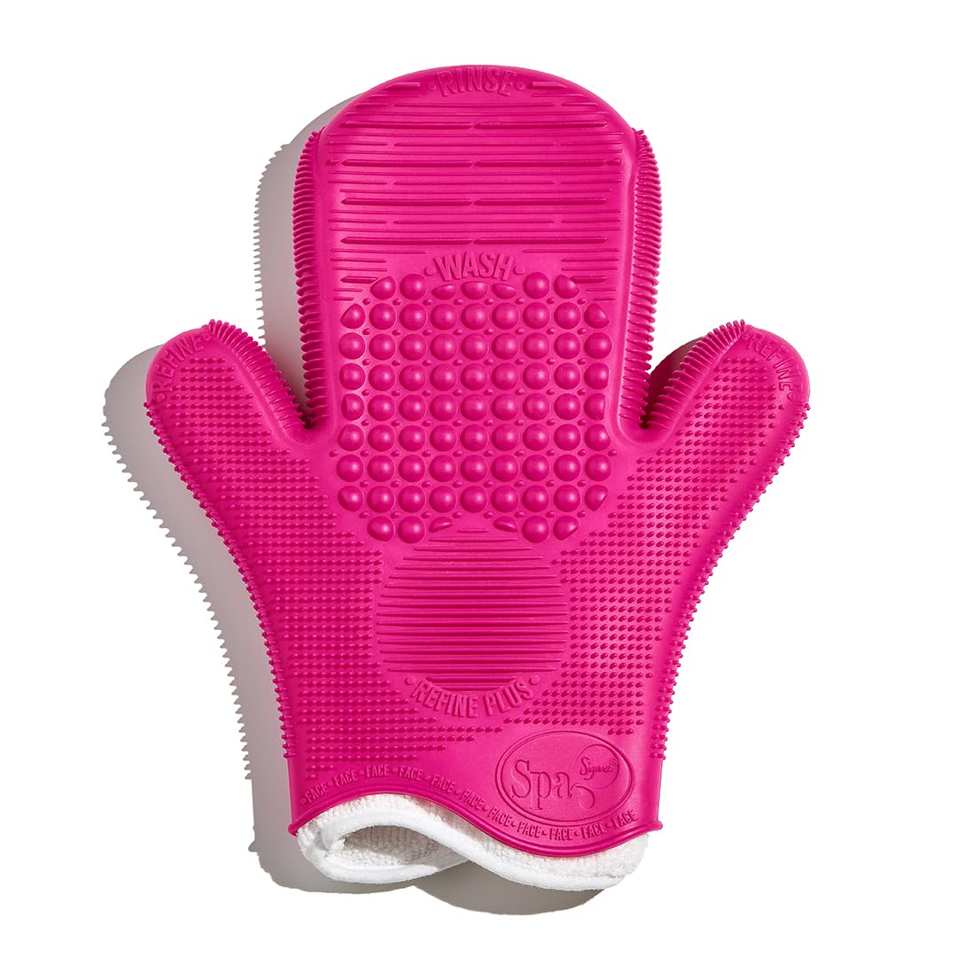Sigma 2X Sigma Spa Brush Cleaning Glove – Silicone Makeup Brush Cleaner with 7 Textures – Deep Clean Makeup Brushes and Extend Brush Life – Pink Cleaning Glove