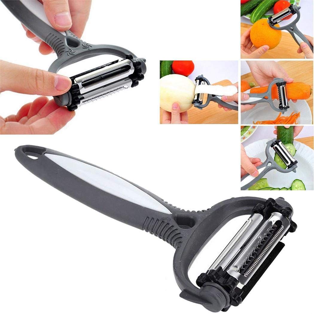 Kikole 3 in 1 Rotating Sharp Fruit Vegetable Peeler Cutter Stainless Steel Slicer Blades Kitchenware