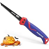WORKPRO 5‑inch Folding Drywall Saw, Jab Saw 8 TPI Triple-Ground Teeth | Foldable Keyhole Hand Saw with Safety Lock, Ergonomic Bi-Material Grip, PTFE-Coated Cutting Saw for Drywall, PVC and Plywood