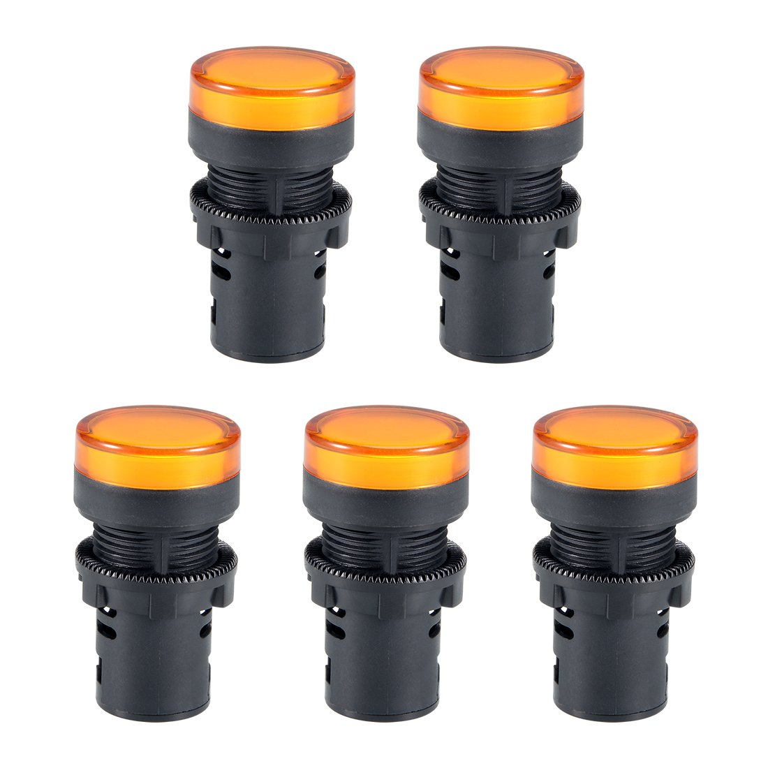 sourcing map 5Pcs Yellow Indicator Light AC/DC 12V, 22mm Panel Mount, for Electrical Control Panel HVAC, DIY Projects