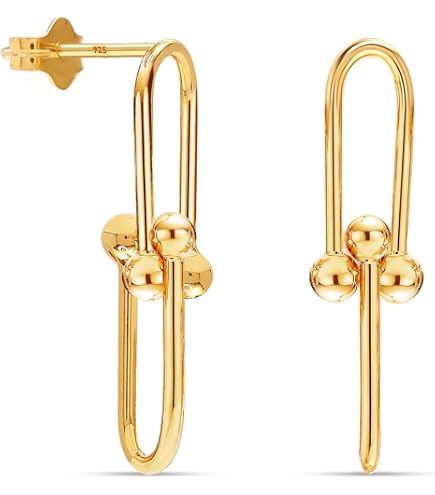 Amazon.com: U Shape Pin Earrings - Gold Plated Link & Hoop Design