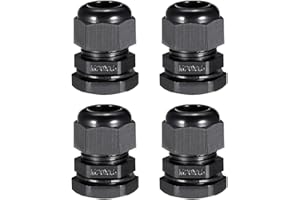 uxcell 4Pcs M20x1.5 Cable Gland Waterproof Plastic Joint Adjustable Locknut Black for 6mm-12mm Dia Cable Wire