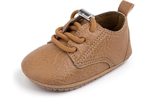 LONSOEN Baby Oxford Dress Shoes Infant Toddler Wingtip Crib First Walking Shoes