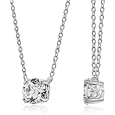 Amazon Essentials Sterling Silver Solitaire Pendant Necklace with Round Cut Infinite Elements Cubic Zirconia Round Solitaire Pendant, (previously Amazon Collection)