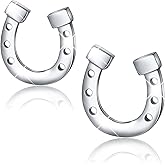 925 Sterling Silver Lucky Horseshoe Stud Earrings for Women