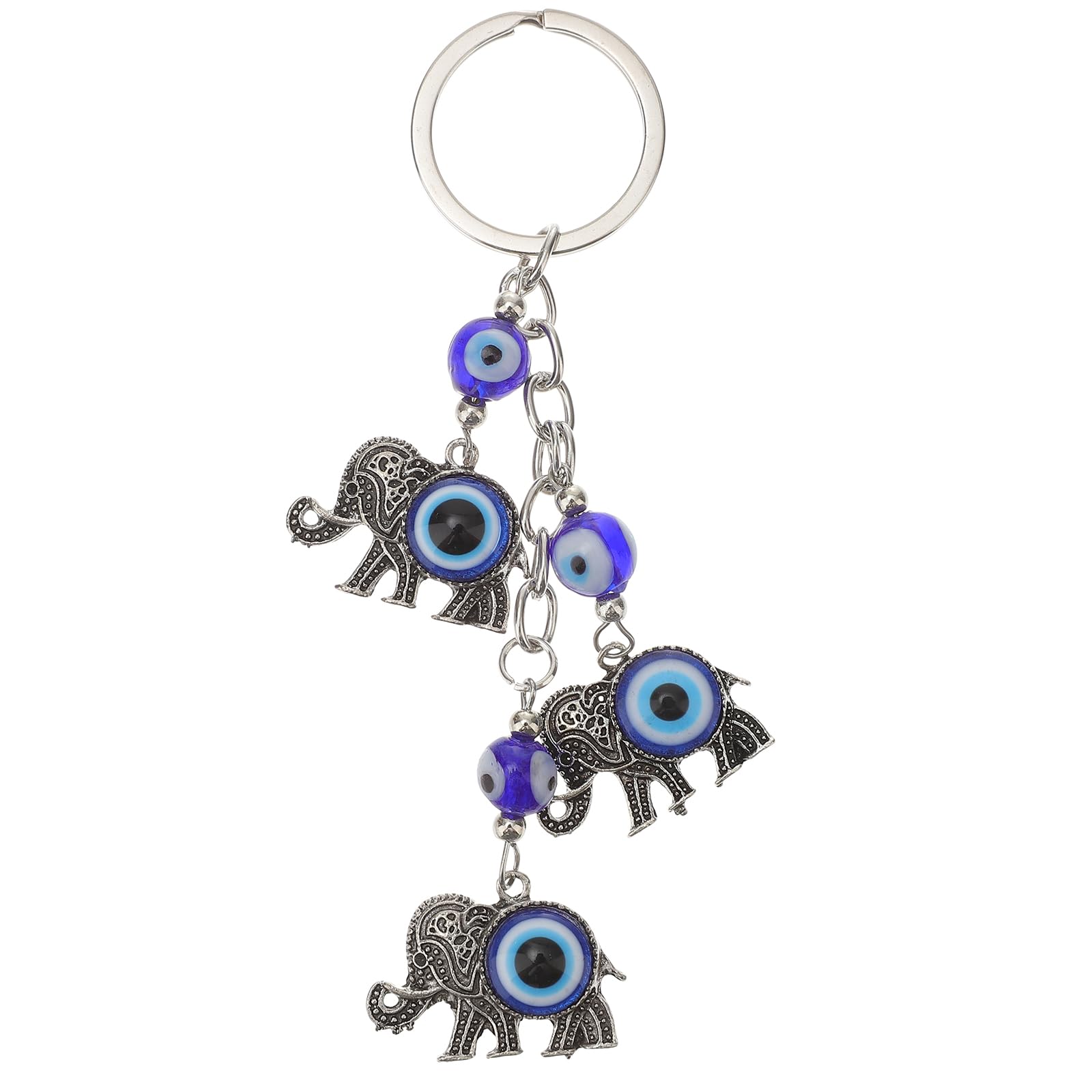 IMIKEYA Blue Evil Eye Keychain Turkish Wall Hanging Ornament Lucky Elephant Pendant Decorations Muslim Style Feng Shui Amulet Keyring for for Lucky Protection Jewelry Accessories