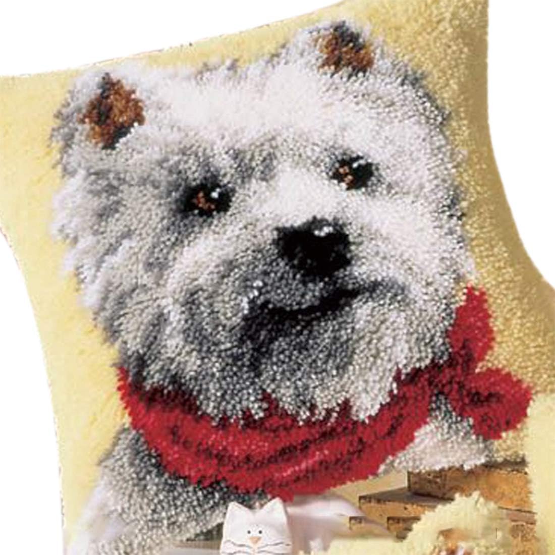 K9CK Latch Hook Kits, DIY Animal Theme Carpet Cushion Crocheting Pillowcase Rug Sewing Craft Kit Creative Gift for Kids/Adults Beginner - Dogs