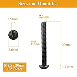 105 Pieces M2.5 x 20mm Button Head Socket Cap
