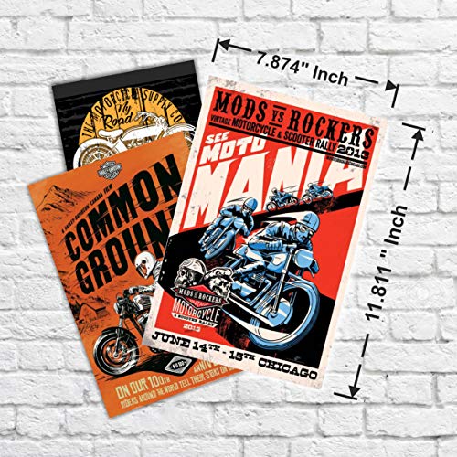 HK STUDIO Vintage Poster Old School, Retro Posters Motorcycle Vintage Posters for Wall Decor