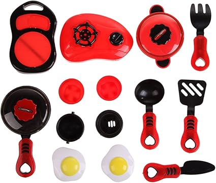 VIPECO Durable Children DIY Beauty Kitchen Cooking Toy Role Play Toy Set Red Material: Plastic