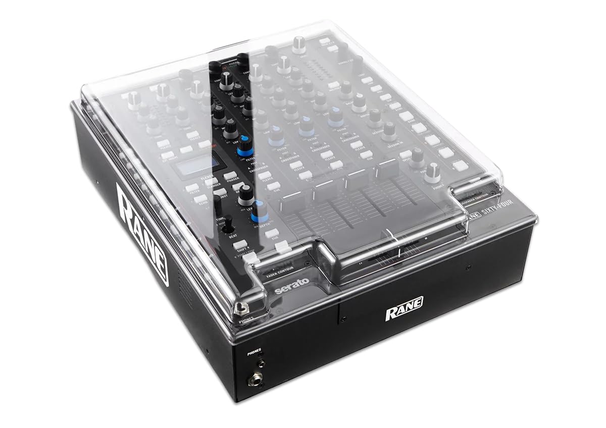 Decksaver Cover for Rane Sixty-Four - Super-Durable Polycarbonate Protective lid in Smoked Clear Colour, Made in The UK - The DJs' Choice for Unbeatable Protection