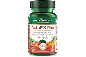 Purity Products AstaFX Plus - Astaxanthin Super Formula - 30 Day Supply from Supports Endurance - Promotes Healthy Skin - Supports Visual Health - Up to 6,000 Times More Powerful Than Vitamin C