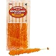 Extra Large Rock Candy Sticks: 12 Orange Rock Candy Sticks - Individually Wrapped for Party Favors, Candy Buffet, Showers, Receptions, Old Fashioned Espeez Bulk Candy on a Stick