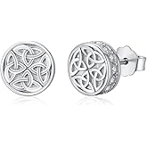 925 Sterling Silver Blue/Withe Zircon Earrings Celtic Knot Earrings Trinity Stud Earrings Hypoallergenic Punk Jewelry Gifts for Women Men Birthday Anniversary