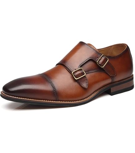 La Milano Mens Monk Strap‎ Dress Shoes Size 8 Cognac Leather Formal Wedding Lux VQ Signature Milan Mens Brown & Tan Monk Strap Leather Dress  main image 4