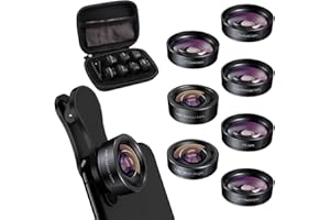 KEYWING Upgraded Phone Lens Kit 7in1 Kits Fisheye Lens, 2X Telephoto Lens+198° Fish Eye +120° Wide Angle + 20X Macro Lens + CPL + Kaleidoscope +Starburst for iPhone 11 12 13 X Xr pro Samsung etc