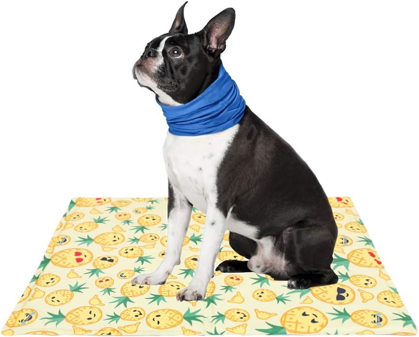 Dog Cool Mat, Dogs Self Cooling Gel Mat Pads Pet Cool Beds (Medium (50x65cm), pineapple cooling mat)