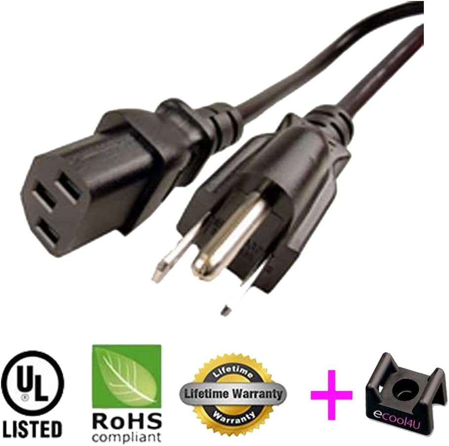 AC Power Cord Cable for Element Flat Screen Panel LCD TV - 6ft