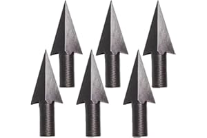 AMEYXGS 6/12pcs 8mm Diameter Metal Traditional Broadheads Archery Glue on Arrowheads for Wooden Bamboo Arrows