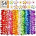 Hawaiian Leis, (54 Designs Total) 42 Flowers Necklaces 7 Colour and 12 Hair Clips for Party Supplies, Hawaiian Luau Decorations, Summer Beach Vacation, Tropical themed Party Favors, Birthday, Wedding