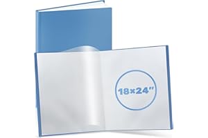 GOLDGAO 18x24 Portfolio Binder with Plastic Sleeves, Large Heavy-Duty Document Organizer, Art Painting Folders with 30-Pocket, Presentation Book for Artwork, Sheet Music, Poster, Display 60 Pages(Blue)