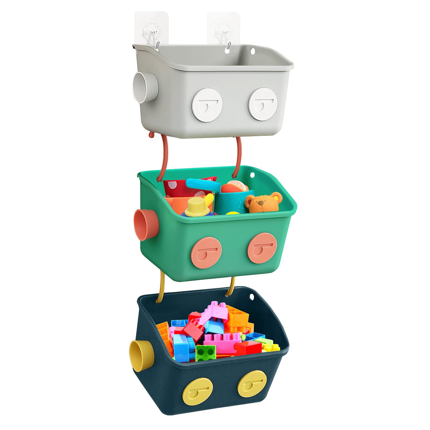 Karceyworth Bath Toy Storage Organizer Basket, 3 Pack Cute Robot ...