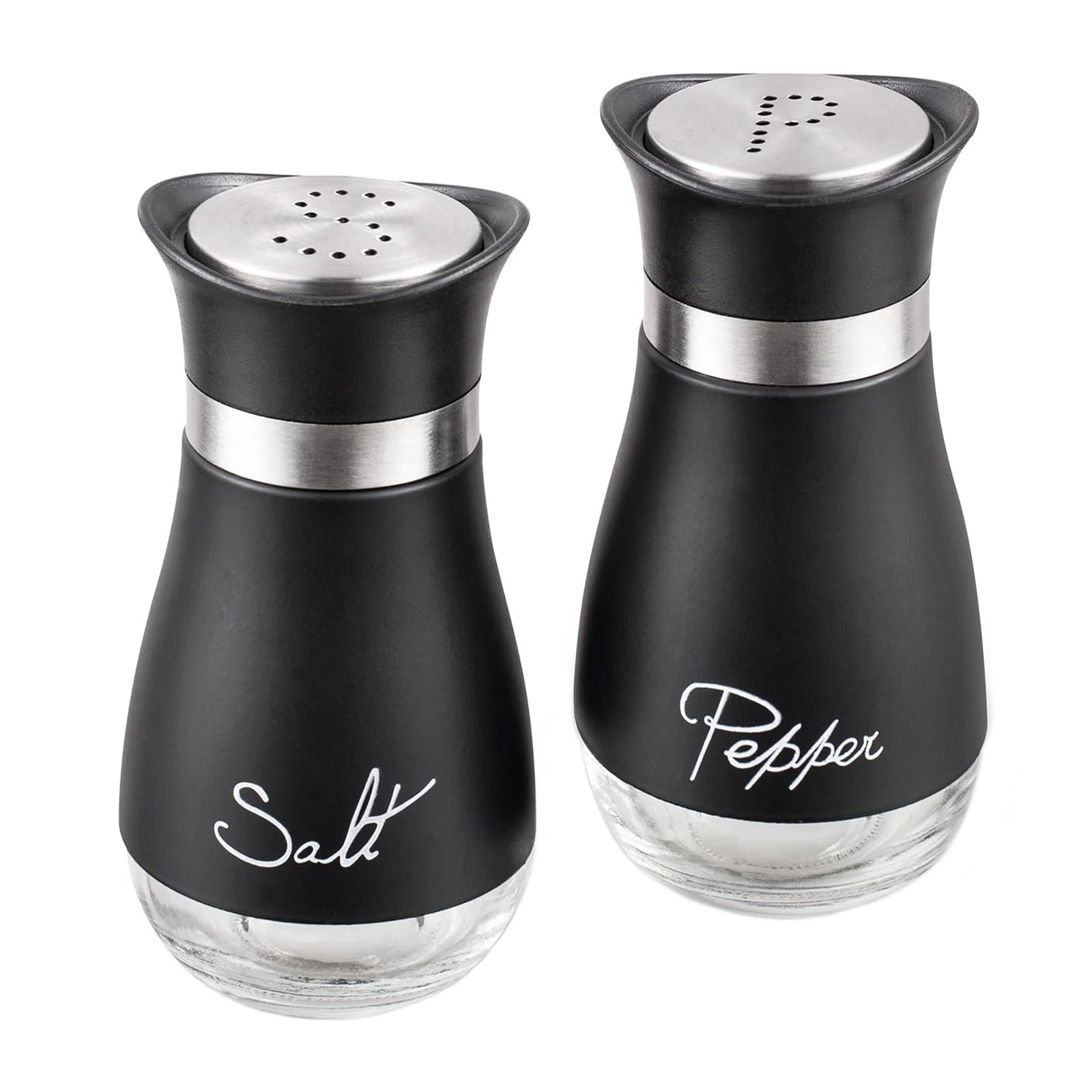 Pack of 2 Salt and Pepper Pots Salt and Pepper Shaker Salt and Pepper Set Salt Shaker Kitchen Accessories (Black)