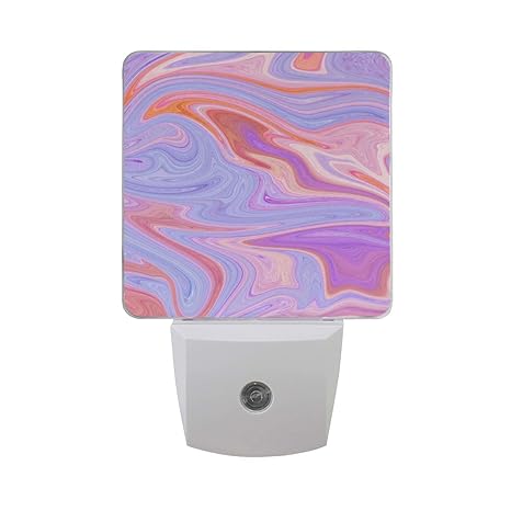 Purple Red Marble Led Night Light Lamp With Dusk To Dawn