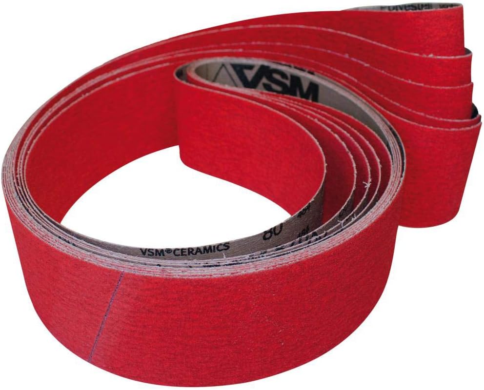 VSM 734376 Ceramic Grit 80 Abrasive Roll for Metal, Red, 75 x 2000 mm