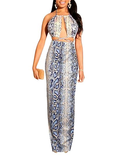 Iymoo Modest Dresses For Women Boho Floral Halter Sexy Backless Summer Beach Maxi Dress Casual Vacation Sun Dresses