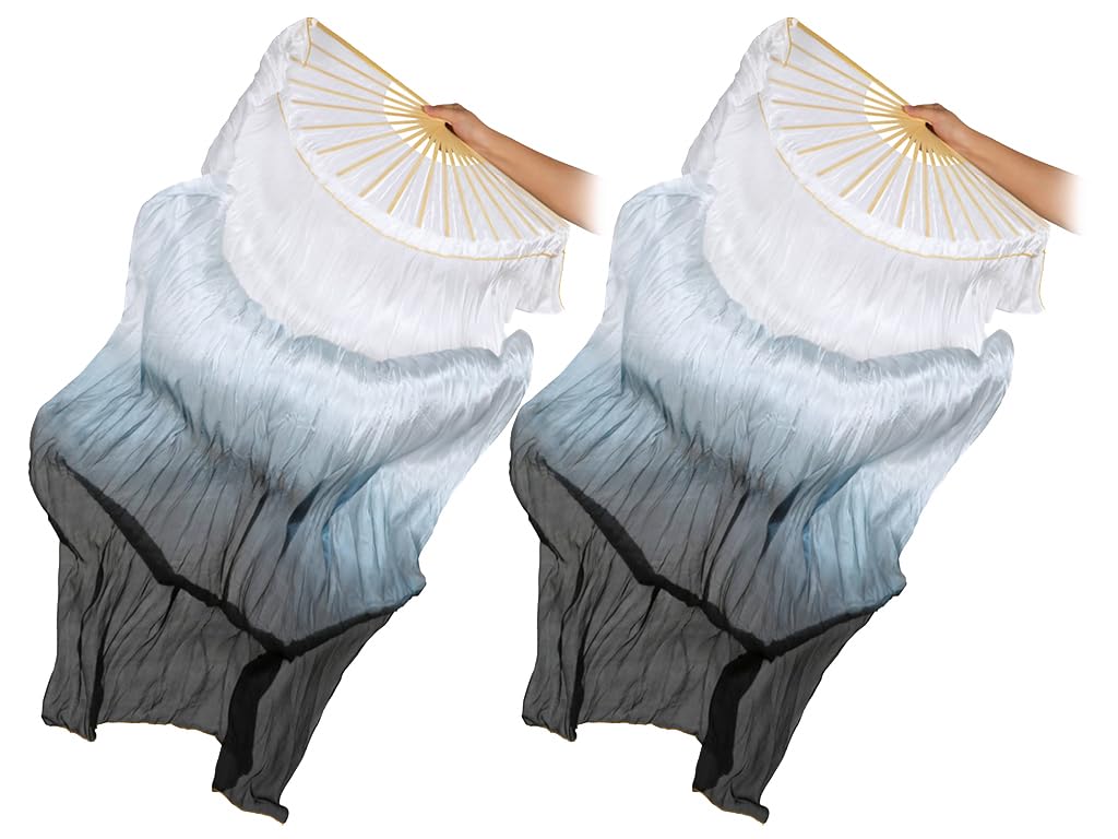 Hitopin 1 Pair Belly Dance Silk Fans, Chinese Dance Fan Veil, 180cm Length Dancing Fan, Props Silk Fan, Silk Belly Dance Fan Veil, Dancer Practice Long Imitation Dance, Gifts for Dancers