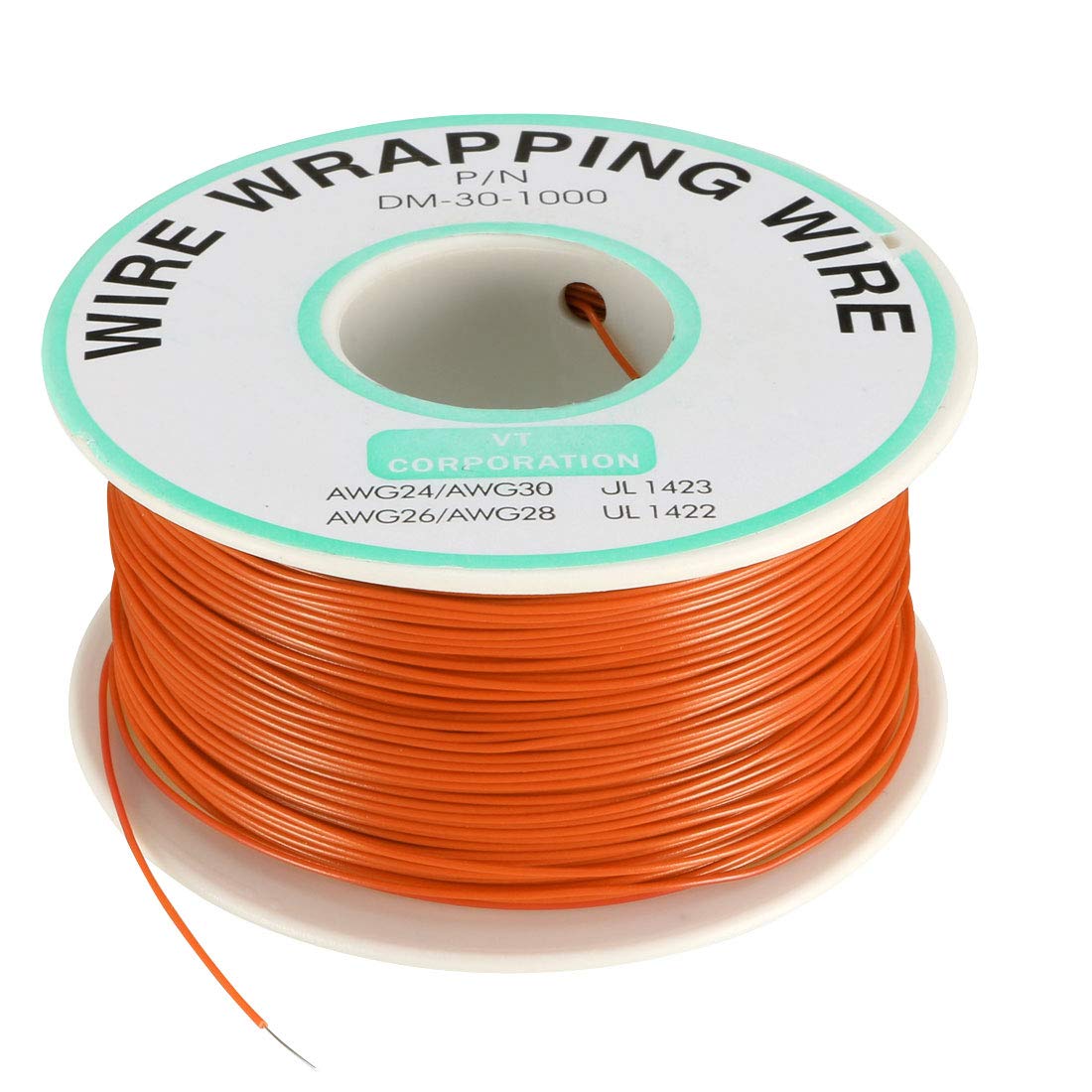 uxcell OK Wire Tin Plated Copper Cord Wire Wrapping P/N DM-30-1000 30 AWG 650ft Length Orange